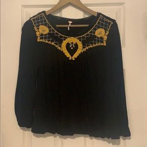 Black embroidered free people top
